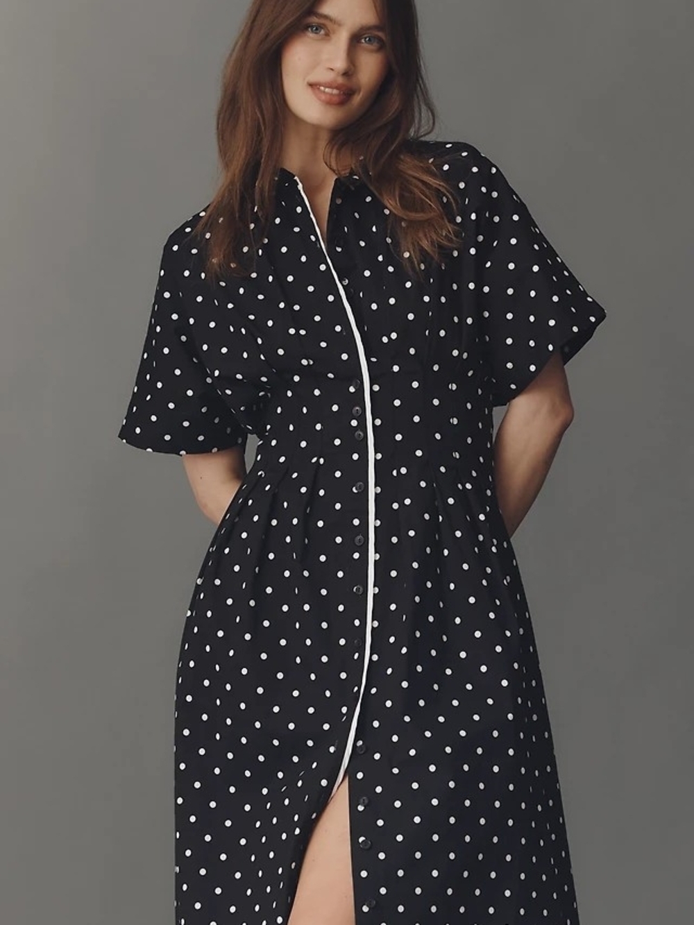 Polka Dot Button Down Exquise For Anthropologie Dress